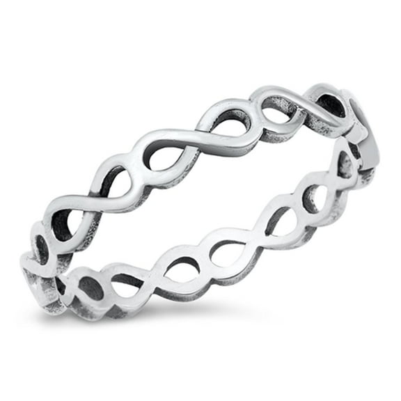 Infinity Eternity Forever Ring .925 Sterling Silver Band Jewelry Female Male Unisex Size 7
