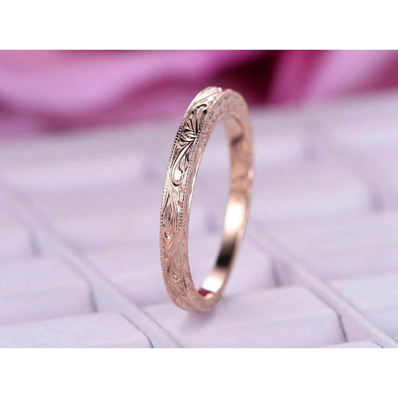 Infinity Eternity Wedding Ring Antique Art Deco Design Anniversary Ring Bridal Ring in Silver and 18k Rose Gold Plating