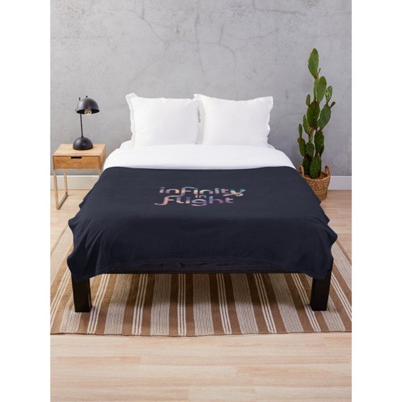 Infinity Flight Pale Blue and Pink Gradient Lettering Fleece Blanket, Polyester Fleece Fabric, 280 GSM, Bedroom and Couch Use