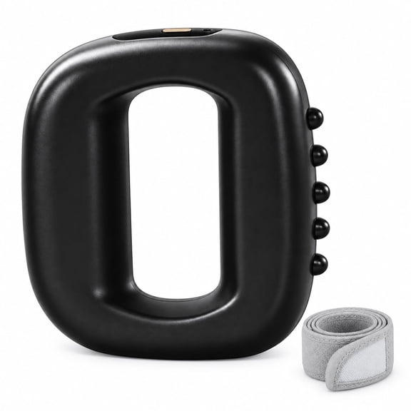 Infinity Flow Portable Massage Ring with Adjustable Waist Strap, Handheld Vibration Massager with 5 Intensity Levels and 3 Modes, Type-C Rechargeable Multi-Area Massager,Black