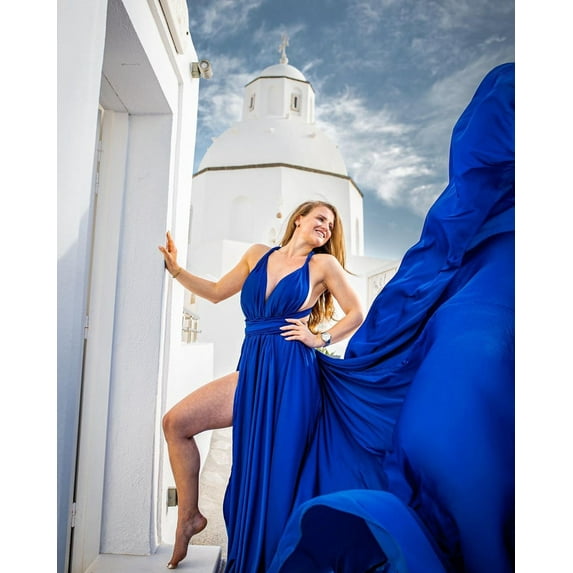 Infinity Flying Dress | Long Satin Dress | Flowy Dress | Long Train Dress | Santorini Flying Dress| Women Slip Dress