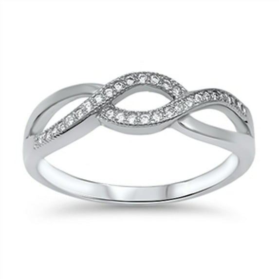 Infinity Forever Clear Cubic Zirconia Ring .925 Sterling Silver Band White Jewelry Female Size 8