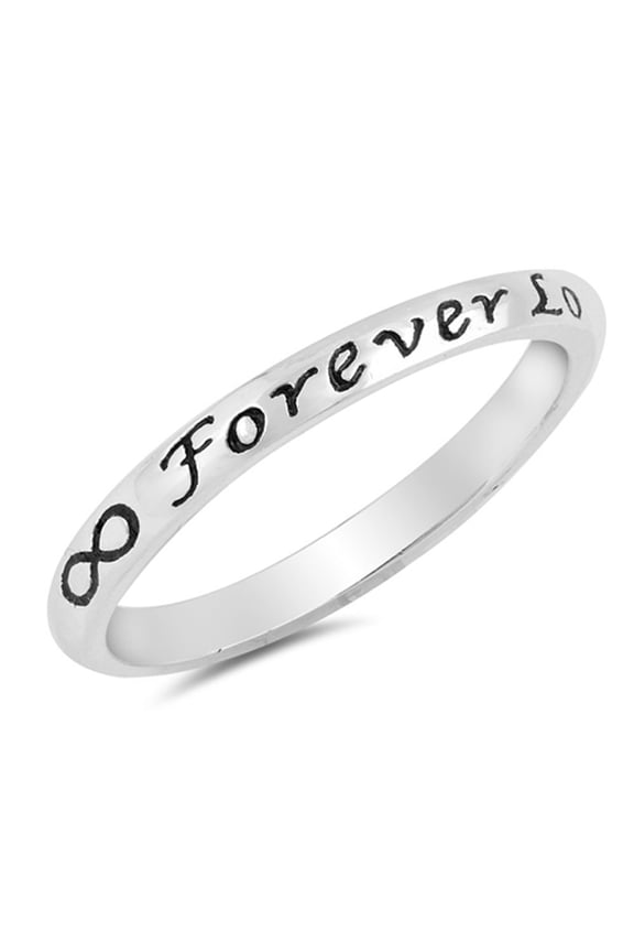 Infinity Forever Love Heart Script Ring Sterling Silver Promise Band 925 Jewelry Female Male Size 10