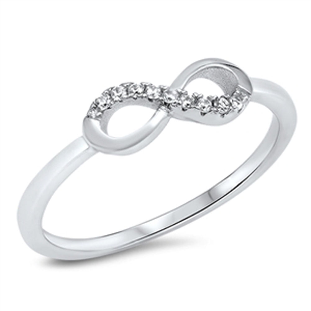 Infinity Forever Love White CZ Promise Ring .925 Sterling Silver Band ...