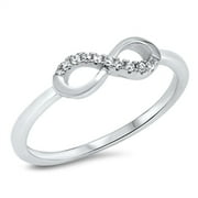 Infinity Forever Love White CZ Promise Ring .925 Sterling Silver Band Jewelry Female Size 4