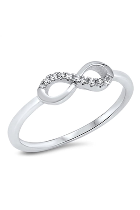 Infinity Forever Love White CZ Promise Ring .925 Sterling Silver Band Jewelry Female Size 4
