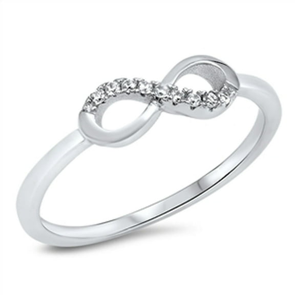 Infinity Forever Love White CZ Promise Ring .925 Sterling Silver Band Jewelry Female Size 5