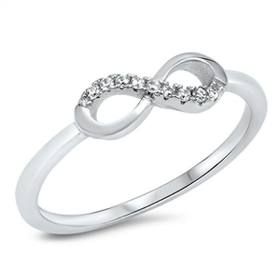 Infinity Forever Love White CZ Promise Ring .925 Sterling Silver Band Jewelry Female Size 9
