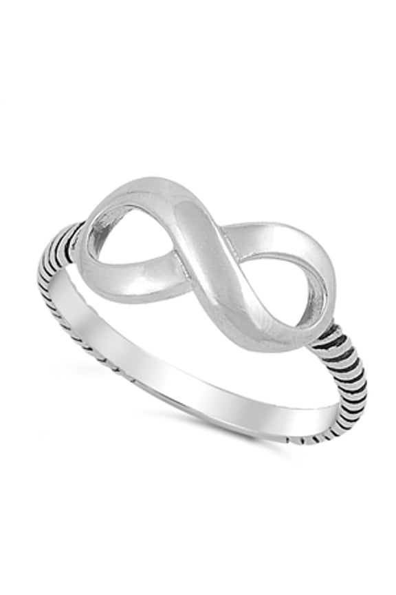 Infinity Forever Ring .925 Sterling Silver Bali Rope Band Jewelry Female Male Unisex Size 8