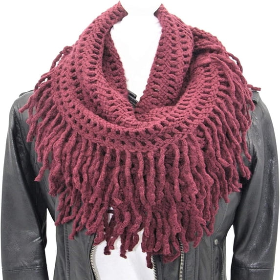 Infinity Fringe Scarf, Colorful Fringed Unisex Scarf, Soft Winter - Scarf For Women Warm Lightweight Chunky Scarf