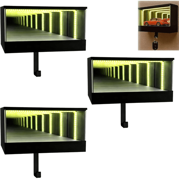 Infinity Garage Keychain, Infinite Garage Key Holder, Infinity Mirror LED Lamp Keychain with Tunnel Effect Light