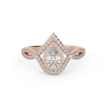 Infinity Halo Twisted Engagement Rings for Women, IGI Certified 0.80 Cttw Pear And Round Lab Grown Diamond Ring In 18K Solid Rose Gold F-G, VS-SI Quality Ring Size-4.5