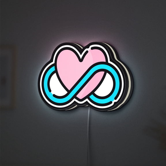Infinity Heart 3D Novelty Light Box, Forever Love and Romance Lamp Decor for Couples, Weddings and Anniversary Gifts (Height 8 inch, 20cm)
