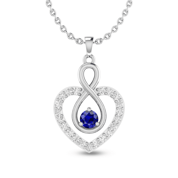 Infinity Heart 925 Silver Blue Sapphire Pendant Gift For Bridal Shower || Ali Baba Jewellery