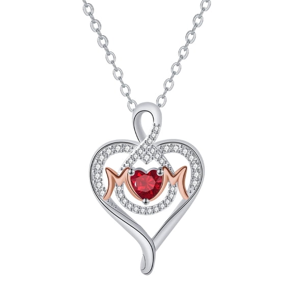 Mother's Day Gifts for Mother, Sterling Silver I Love You Mom Necklace Infinity Heart Birthstone Necklace for Mom Mama Nana