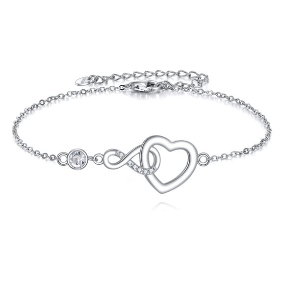Infinity Heart Bracelets for Women 925 Sterling Silver Birthday Jewelry for Wife Mom