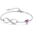 thumbnail image 1 of Infinity Heart Charm Link Stainless Steel Adjustable Bracelet Anniversary Jewelry Gifts for Women Girls, 1 of 5
