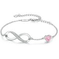 thumbnail image 1 of Infinity Heart Charm Link Stainless Steel Adjustable Bracelet Anniversary Jewelry Gifts for Women Girls, 1 of 6