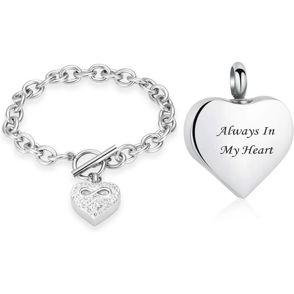 Infinity Heart Cremation Bracelet for Ashes - Stainless Steel Urn Bangles for Pet/Human Ashes - Memorial Keepsake Ash Jewelry