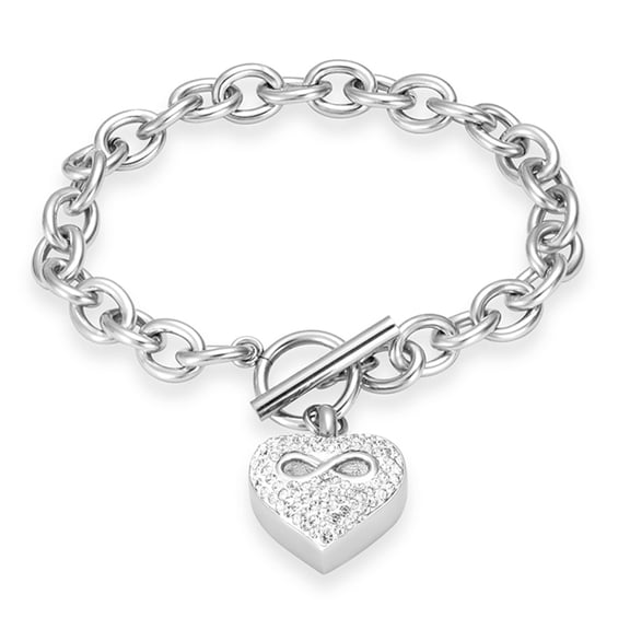 Infinity Heart Cremation Bracelet for Ashes - Stainless Steel Urn Bangles for Pet/Human Ashes