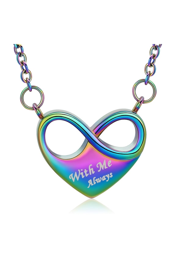 Infinity & Heart Cremation Urn Necklace for Ashes Heart Ash Necklace for Women Memorial Cremation Jewelry Ash Holder for Human Pet