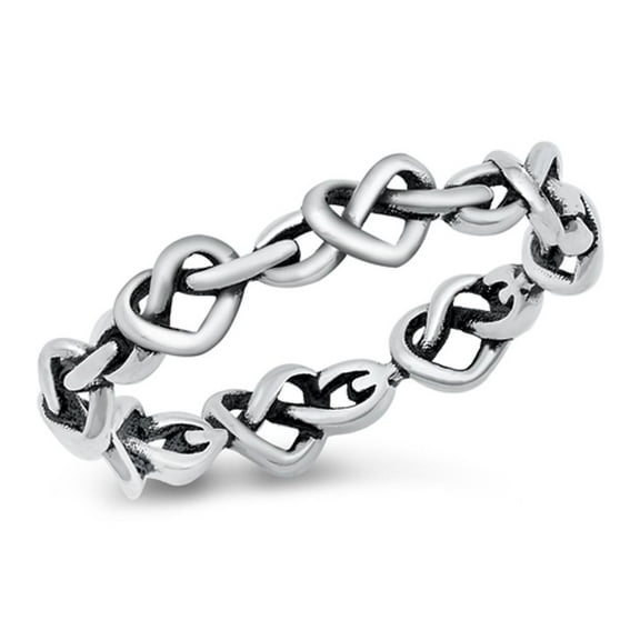 Infinity Heart Knots Love Ring .925 Sterling Silver Band Jewelry Female Male Unisex Size 6
