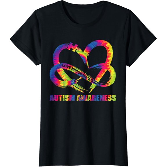 Infinity Heart Love Autism Awareness Needs No Words Tie Dye T-Shirt mens t shirt，black，women，funny，misfits，men，journey
