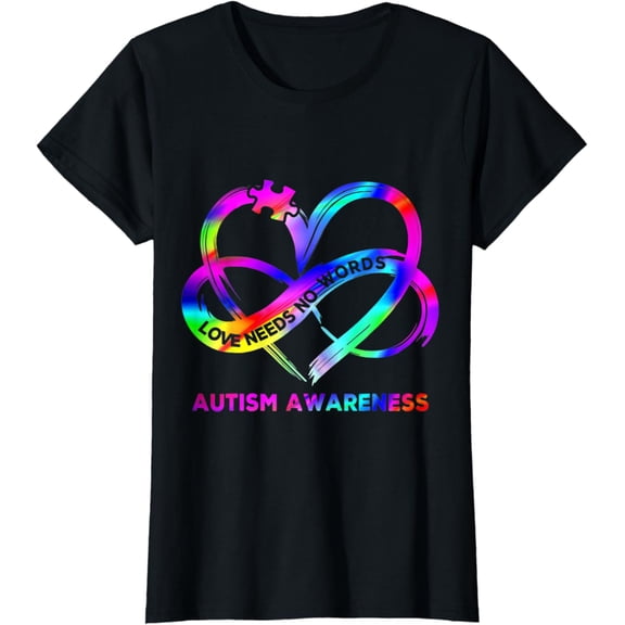 Infinity Heart Love Autism Awareness Needs No Words Tie Dye T-Shirt mens t shirt,black,women,funny,misfits,men,journey