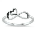 thumbnail image 1 of Infinity Heart Love Promise Ring .925 Solid Sterling Silver Band Jewelry Female Male Unisex Size 4, 1 of 4