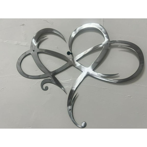 Infinity Heart Metal Wall Art 25x30cm Decorative Wrought Iron Indoor Ornament Hanging Steel Pendant for Modern Home or Office Room Unique Love Design Accent Gift