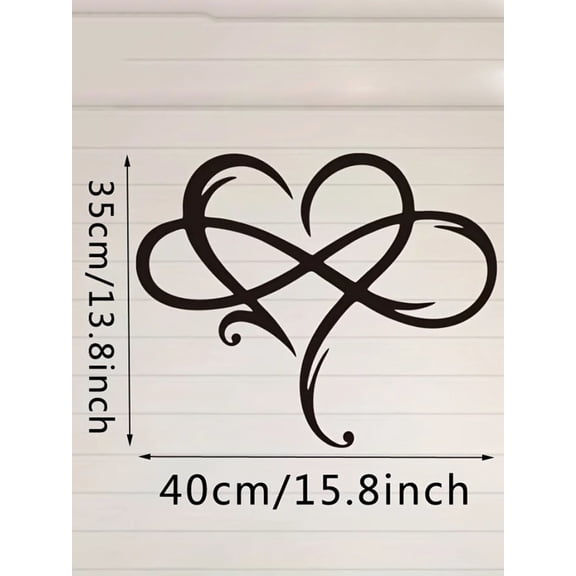 Infinity Heart Metal Wall Art - Eternal Love Symbol, Durable Iron, 15.8" Black Decor for Indoor/Outdoor Home, Patio, Garden, Anniversary & Wedding Gift