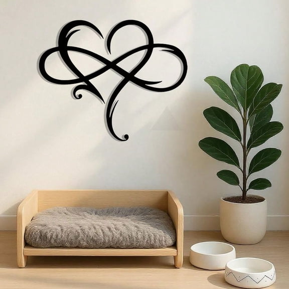 Infinity Heart Metal Wall Art - Romantic Geometric Steel Sculpture for Home Decor, Elegant Hollow Heart Shape Plaque for Bedroom/Living Room, Unique Wedding Gift for Couples, Housewarming Present