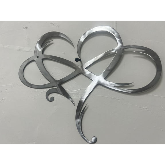 Infinity Heart Metal Wall Art, Wrought Iron Love Sign Wall Decor with Heart Design, Steel Hanging Artwork for Bedroom Living Room Entryway Wedding Anniversary Home Decoration Gift