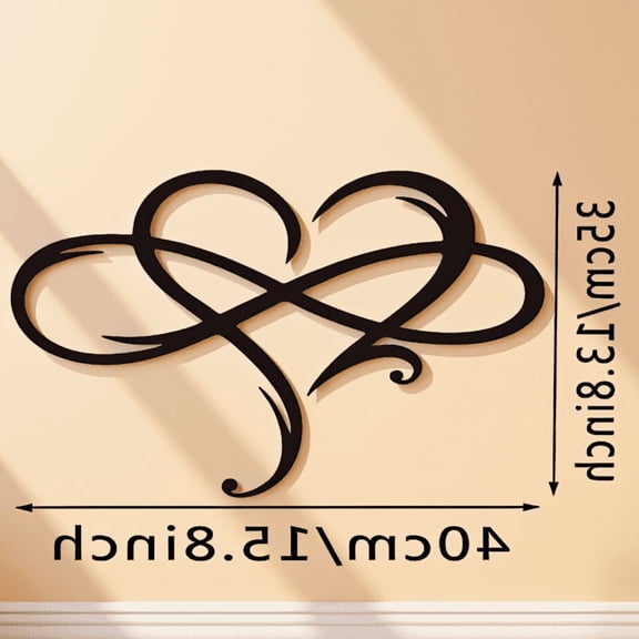 Infinity Heart Metal Wall Decor, 15.8x13.8 Inch Hanging Wall Art Sculpture, Black