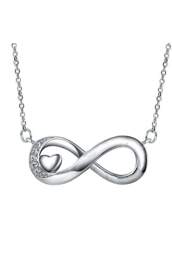 Infinity Heart Pendant Necklace Sterling Silver Cz Womens Ginger Lyne Collection