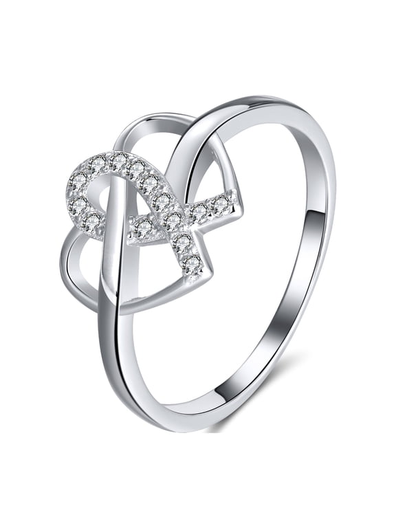 Infinity Heart Promise Ring for Women Silver Cubic Zirconia Ginger Lyne Collection