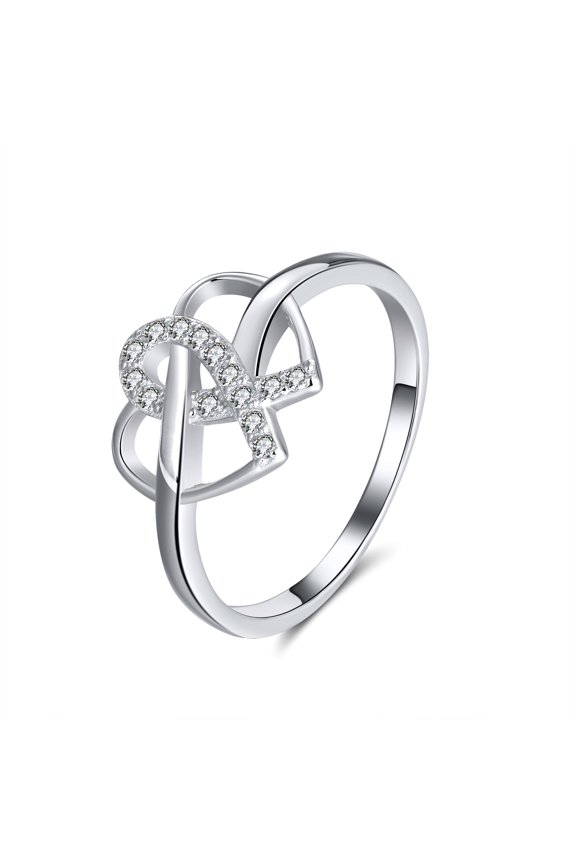 Infinity Heart Promise Ring for Women Silver Cubic Zirconia Ginger Lyne Collection