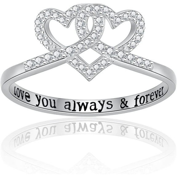 Infinity Heart Rings for Women Sterling Silver Forever Linked Together Love Knot Promise Ring Wife Mother Daughter Jewelry Gifts