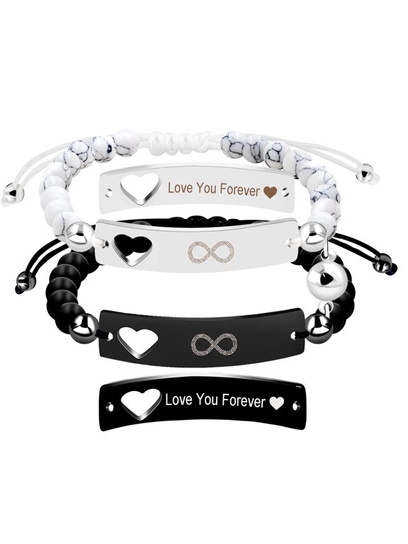 Infinity Heart Symbol Bracelets Set - Love You Forever Magnetic Attraction Bracelet Set Graduation Gifts for Sisters Boyfriend and Girlfriend