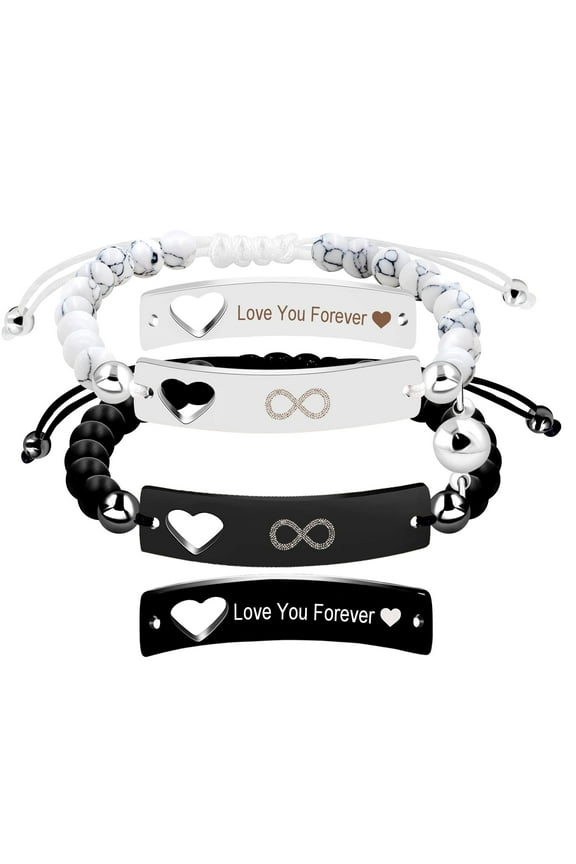 Infinity Heart Symbol Bracelets Set - Love You Forever Magnetic Attraction Bracelet Set Graduation Gifts for Sisters Boyfriend and Girlfriend