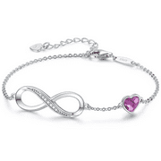 Infinity Heart Symbol Charm Link Bracelet for Women Stainless Steel Adjustable Anniversary Jewelry Valentine's Day Birthday Gifts for Women Wife Girlfriend Her