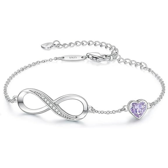 Infinity Heart Symbol Charm Link Bracelet for Women Stainless Steel Adjustable Anniversary Jewelry Valentine's Day Birthday Gifts for Women Wife Girlfriend Her