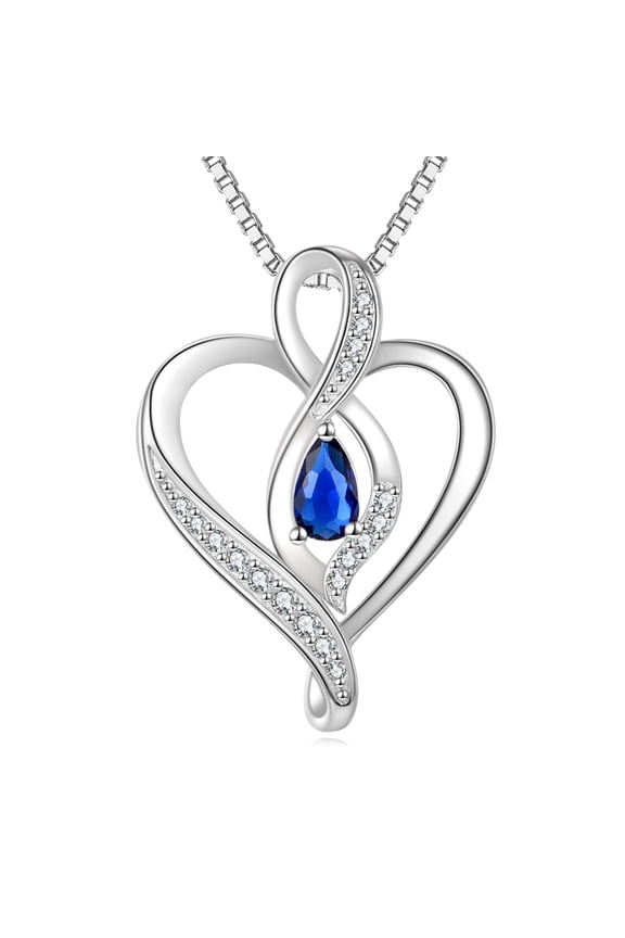 Infinity Heart Symbol Necklace Sterling Silver Love Heart Pendant Birthstone Jewelry Gifts for Women Men