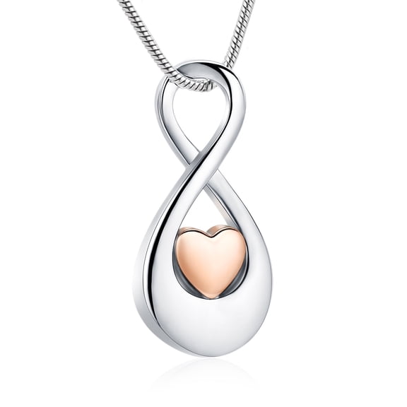Infinity Heart Urn Necklace for ashes for Women Stainless Steel Cremation Jewelry Memorial Keepsake Gift for Human Ashes Holder