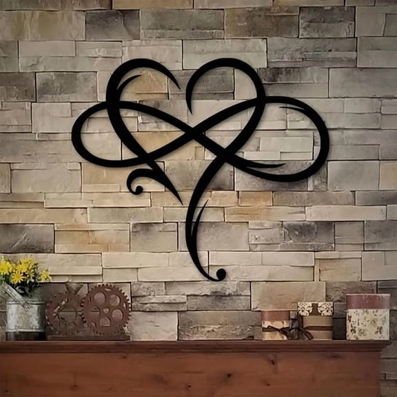 "Infinity Heart Wall Art - Romantic Metal Eternal Love Symbol Decor Elegant Handcrafted Heart-Shaped Wall Hanging for Bedroom Living Room Wedding Gifts Aesthetic Room Decor, Gothic Halloween Decor