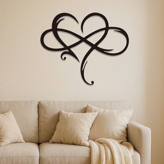 Infinity Heart Wall Art - Romantic Metal Eternal Love Symbol Decor, Elegant Handcrafted Heart-Shaped Wall Hanging for Bedroom, Living Room, Wedding Gifts, Housewarming - Boho Decor, halloween decor
