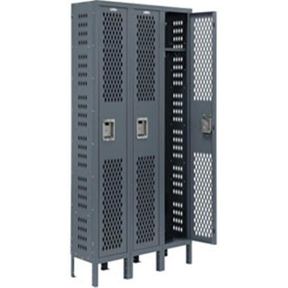 Infinity Heavy Duty Ventilated Steel Locker with Single Tier & 3-Wide Assembled - Gray