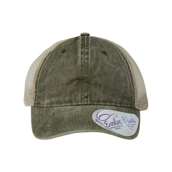 Infinity Her B97295540 Women Washed Mesh-Back Cap, Olive & Camo - Adjustable