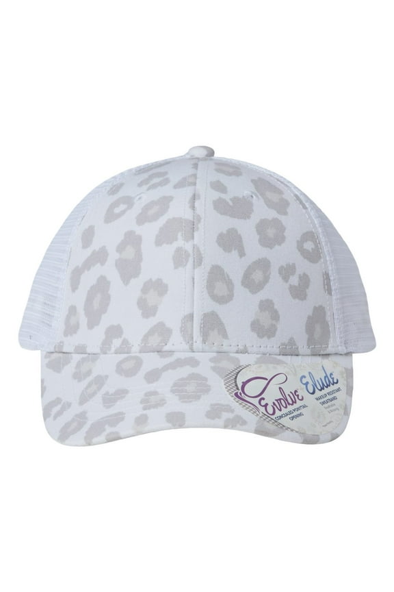 B97395130 Women Modern Trucker Cap, Snow Leopard & White - Adjustable