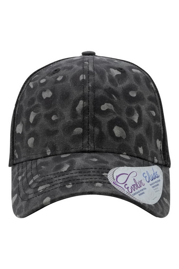 CHARLIE Women's Modern Trucker Cap-Black Leopard/ Black